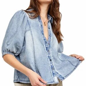 Free People Suhrie Denim Top